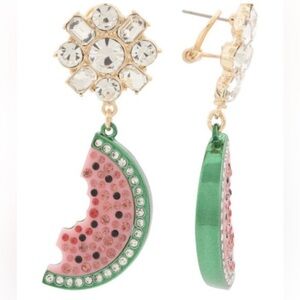 BETSEY JOHNSON Backyard WATERMELON SLICE SUMMER FUN EARRINGS IN GOLD TONE- NEW